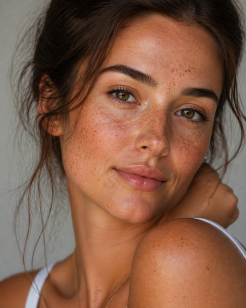 MODELE AVEC TACHES DE ROUSSEUR